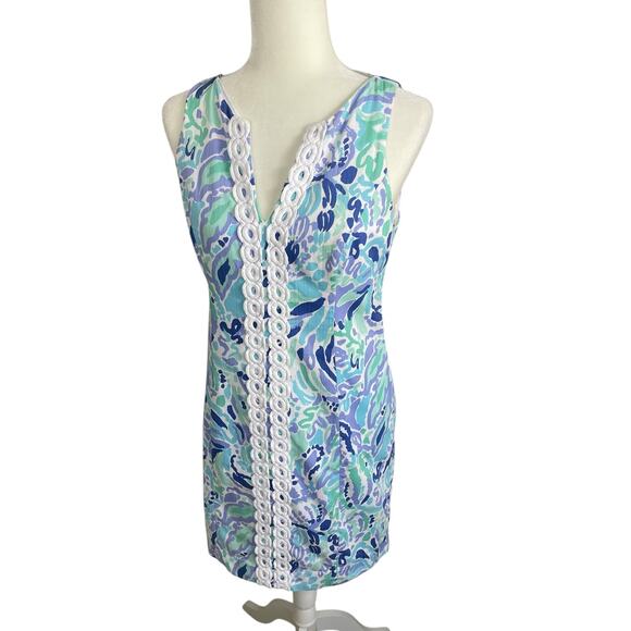 Lilly Pulitzer Ryder Lilly's Lilac Nice Ink Lace Front Shift Dress Size 6 Preppy - Picture 5 of 16
